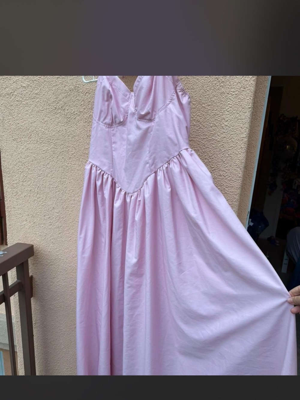 SHEIN Light Pink V-Neck Spaghetti Strap Maxi Gown